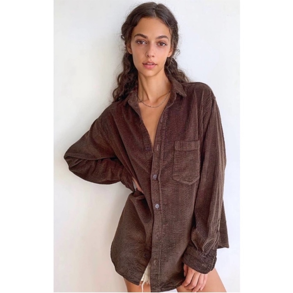 CP Shades Chocolate Brown Corduroy Button-Up Jacket